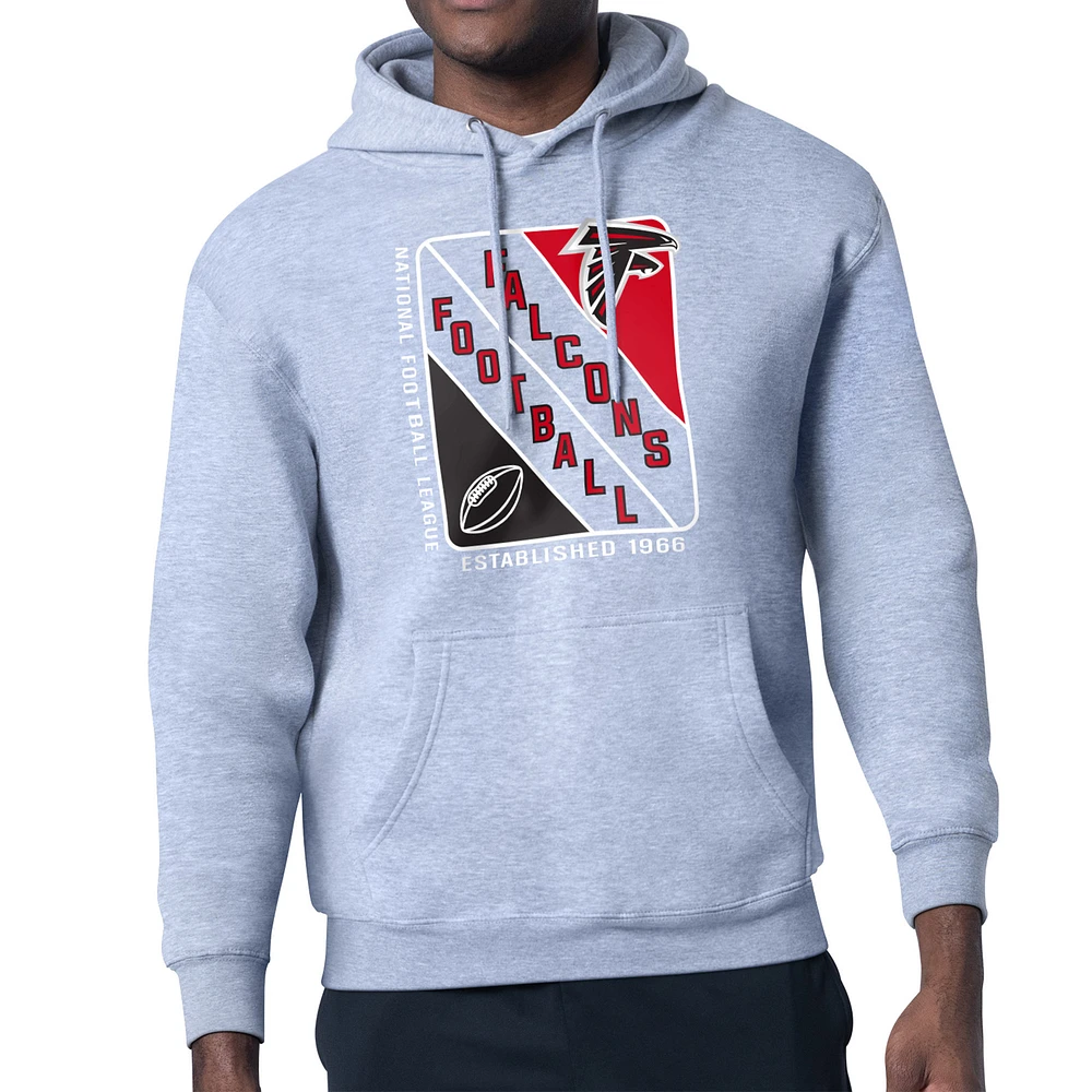 Men's Starter Heather Gray Atlanta Falcons Shield Logo Pullover Hoodie