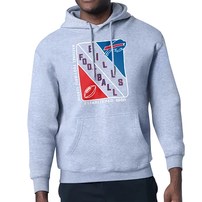 Men's Starter Heather Gray Buffalo Bills Shield Logo Pullover Hoodie