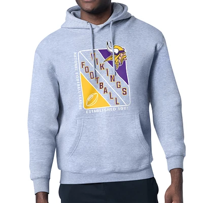 Men's Starter Heather Gray Minnesota Vikings Shield Logo Pullover Hoodie