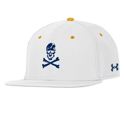 Men's Under Armour White Navy Midshipmen Jolly Rogers Alternate Baseball Fitted Hat