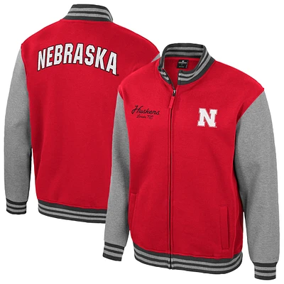 Men's Colosseum Scarlet Nebraska Huskers Ambi-Turner Full-Zip Varsity Jacket