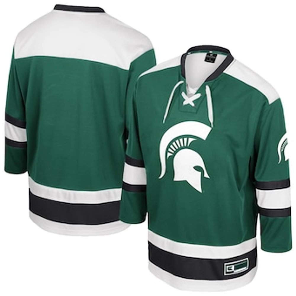 Men's Colosseum  Green Michigan State Spartans Athletic Machine Fashion Hockey Jersey