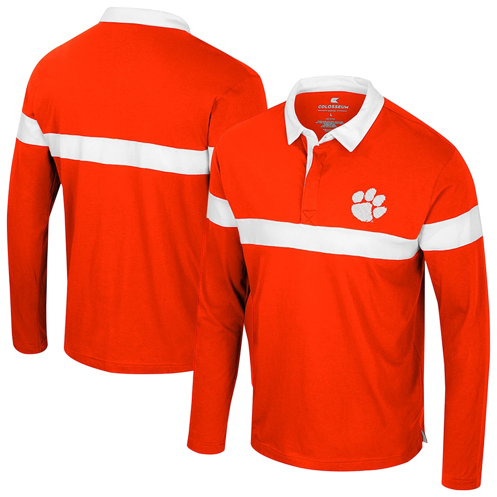 Men's Colosseum Orange Clemson Tigers Too Cool For School Long Sleeve Polo