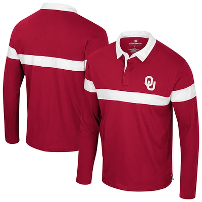 Men's Colosseum Crimson Oklahoma Sooners Too Cool For School Long Sleeve Polo