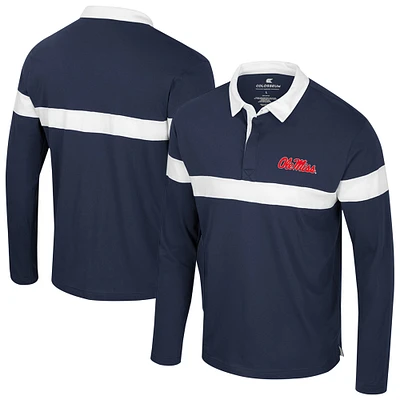 Men's Colosseum Navy Ole Miss Rebels Too Cool For School Long Sleeve Polo