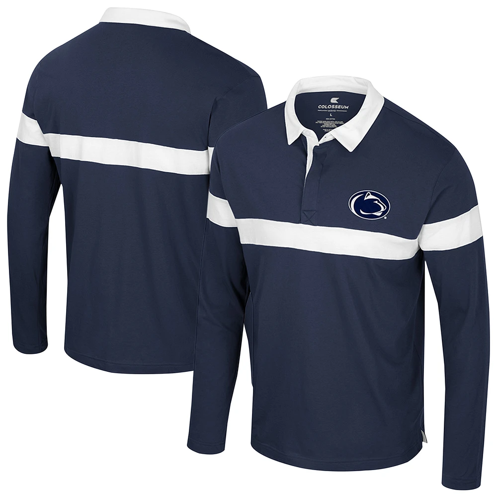 Men's Colosseum Navy Penn State Nittany Lions Too Cool For School Long Sleeve Polo
