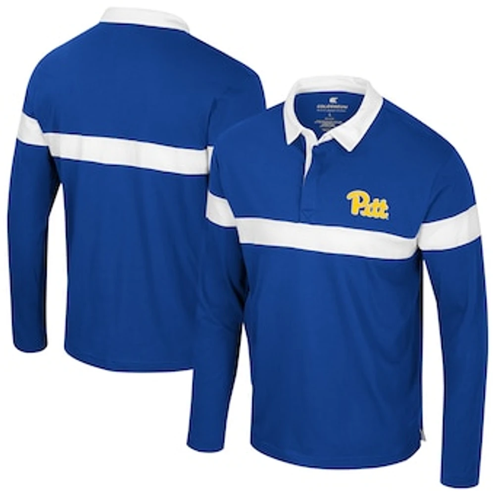 Men's Colosseum Royal Pitt Panthers Too Cool For School Long Sleeve Polo