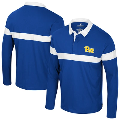 Men's Colosseum Royal Pitt Panthers Too Cool For School Long Sleeve Polo