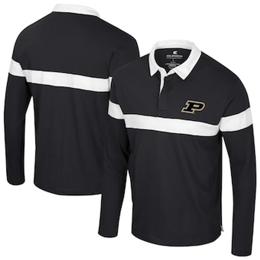 Men's Colosseum Black Purdue Boilermakers Too Cool For School Long Sleeve Polo