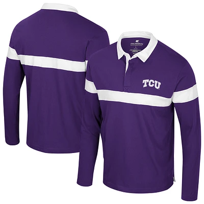 Men's Colosseum Purple TCU Horned Frogs Too Cool For School Long Sleeve Polo