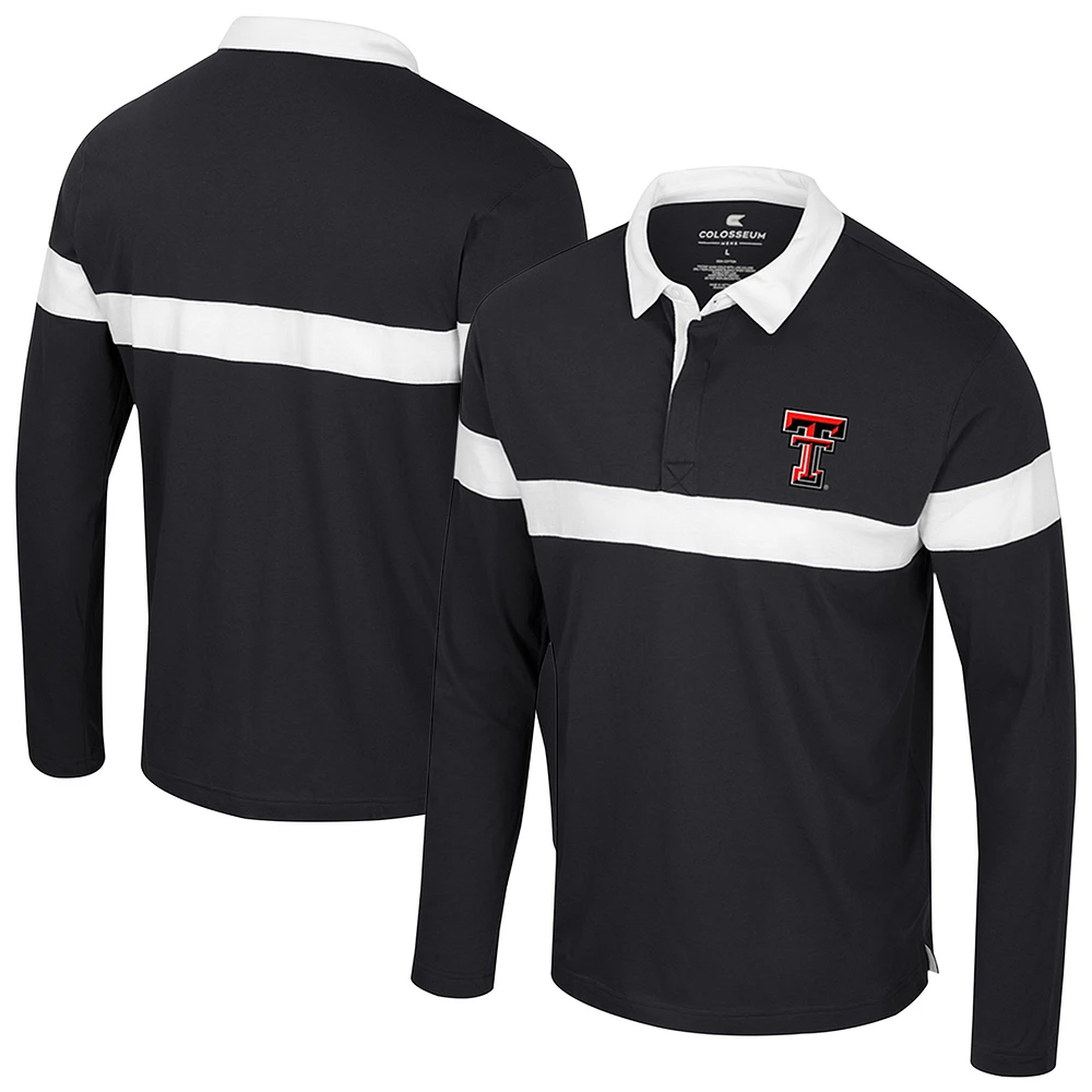 Men's Colosseum Black Texas Tech Red Raiders Too Cool For School Long Sleeve Polo