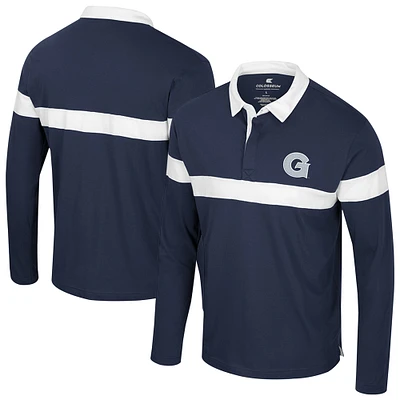 Men's Colosseum Navy Georgetown Hoyas Too Cool For School Long Sleeve Polo