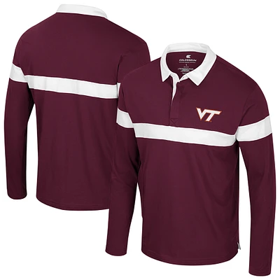 Men's Colosseum Maroon Virginia Tech Hokies Too Cool For School Long Sleeve Polo