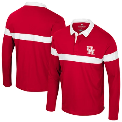 Men's Colosseum Red Houston Cougars Too Cool For School Long Sleeve Polo