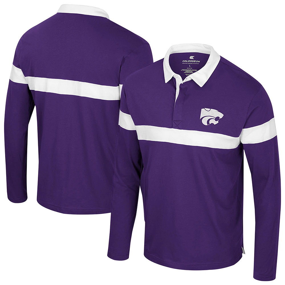 Men's Colosseum Purple Kansas State Wildcats Too Cool For School Long Sleeve Polo