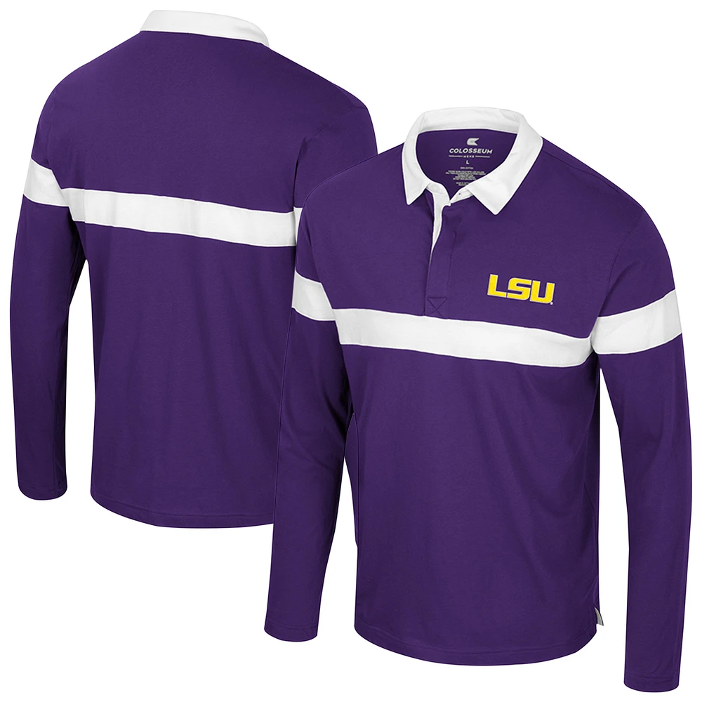 Men's Colosseum Purple LSU Tigers Too Cool For School Long Sleeve Polo