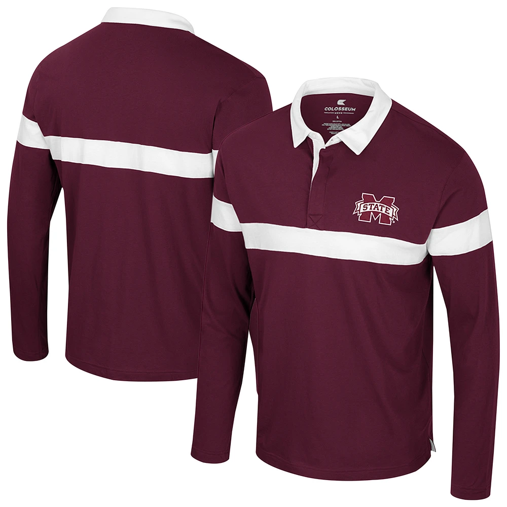 Men's Colosseum Maroon Mississippi State Bulldogs Too Cool For School Long Sleeve Polo