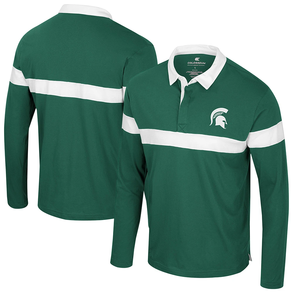 Men's Colosseum Green Michigan State Spartans Too Cool For School Long Sleeve Polo