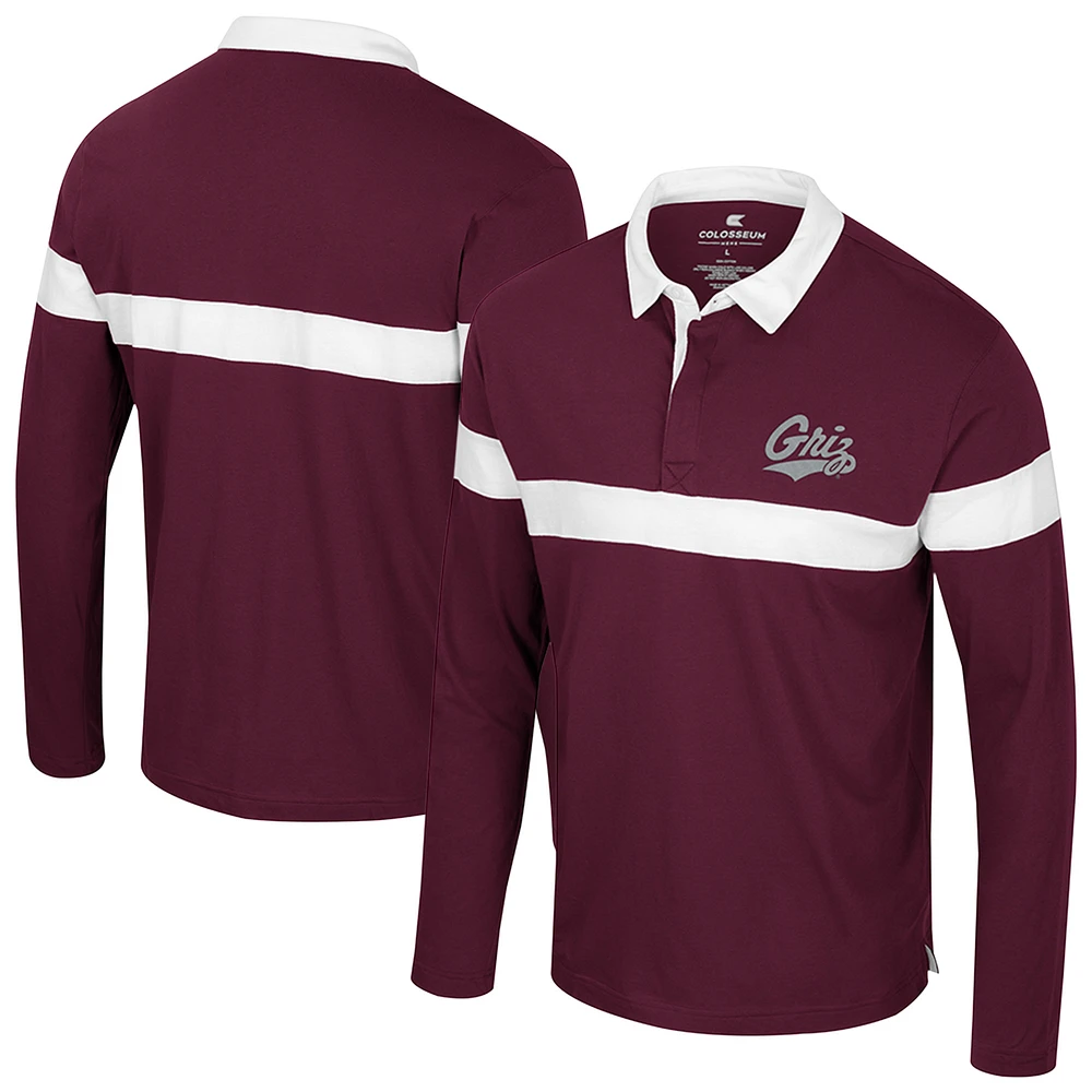 Men's Colosseum Maroon Montana Grizzlies Too Cool For School Long Sleeve Polo