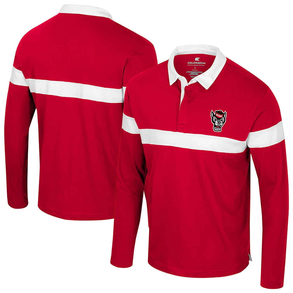 Men's Colosseum Red NC State Wolfpack Too Cool For School Long Sleeve Polo