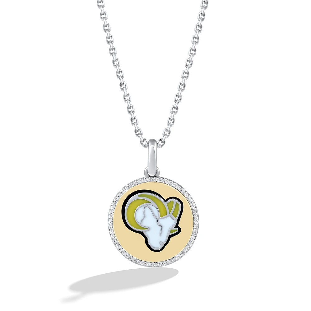 True Fan Los Angeles Rams 1/10 CT. T.W. Diamond Enamel Disc Necklace