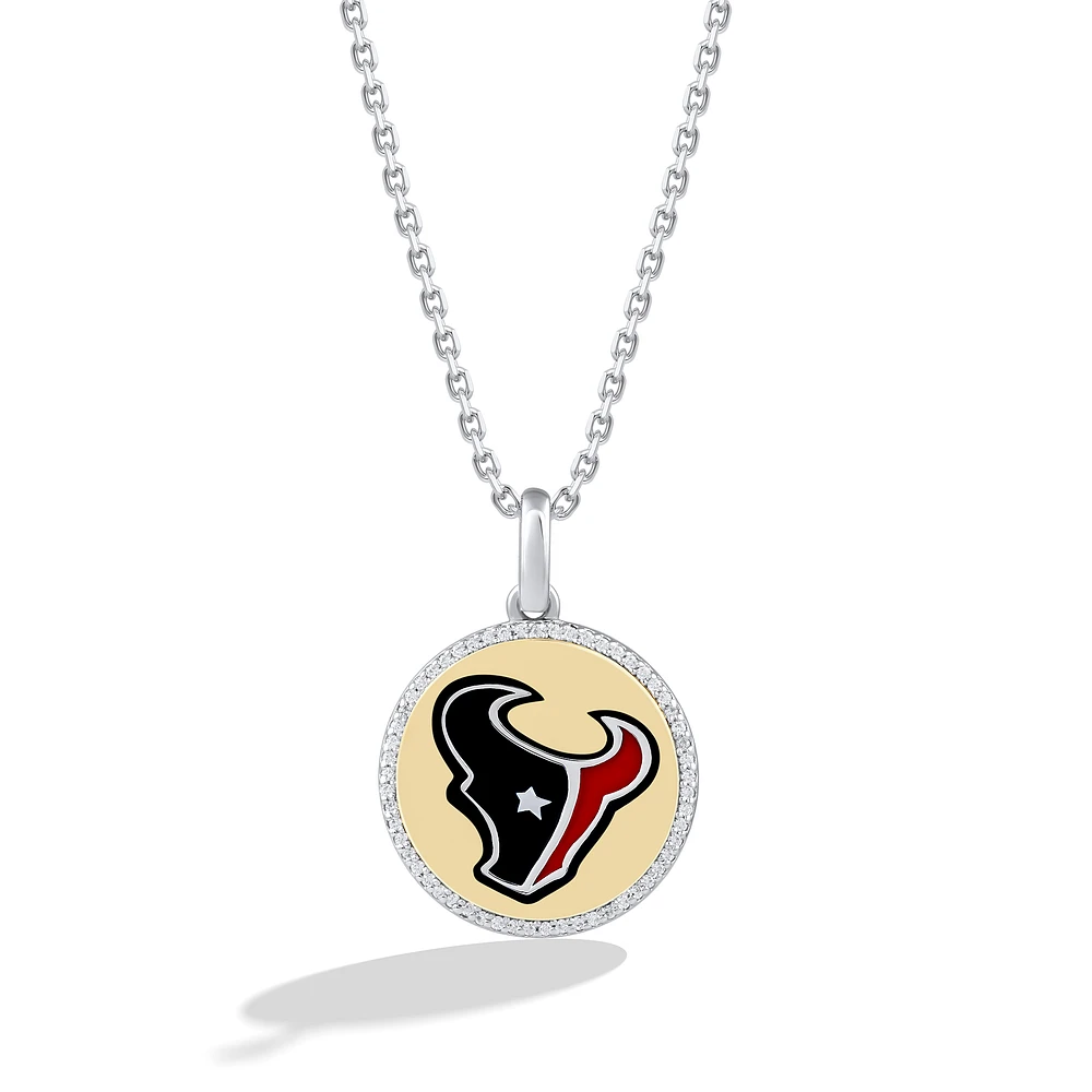 True Fan Houston Texans 1/10 CT. T.W. Diamond Enamel Disc Necklace