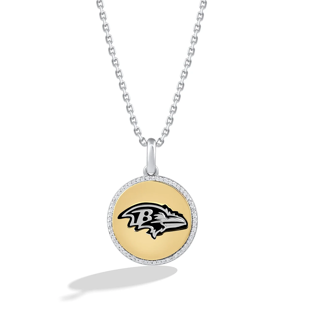 True Fan Baltimore Ravens 1/10 CT. T.W. Diamond Enamel Disc Necklace