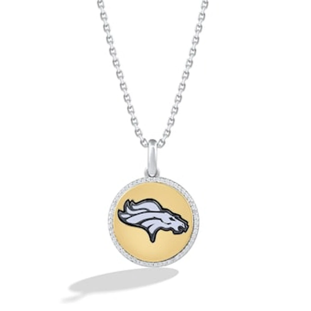 True Fan Denver Broncos 1/10 CT. T.W. Diamond Enamel Disc Necklace