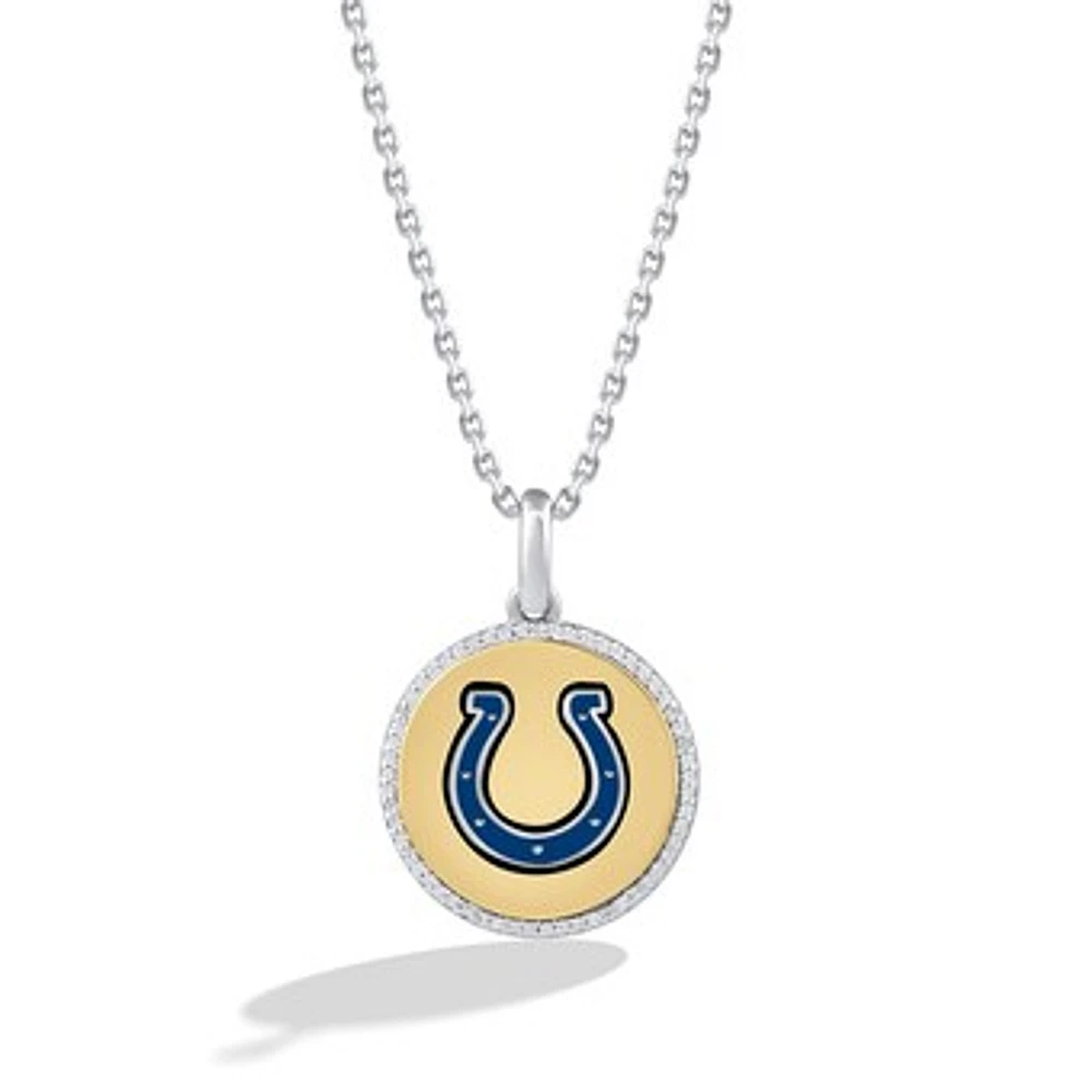True Fan Indianapolis Colts 1/10 CT. T.W. Diamond Enamel Disc Necklace