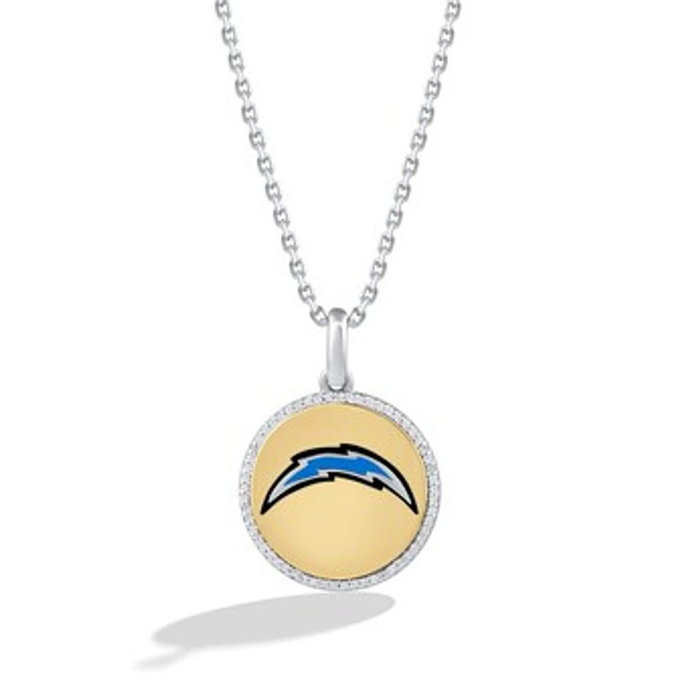 True Fan Los Angeles Chargers 1/10 CT. T.W. Diamond Enamel Disc Necklace