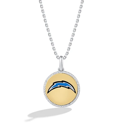 True Fan Los Angeles Chargers 1/10 CT. T.W. Diamond Enamel Disc Necklace