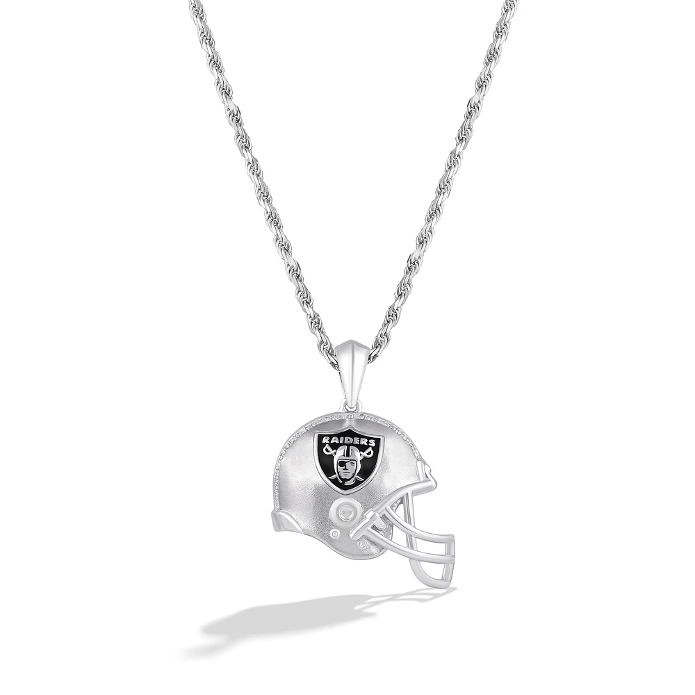 True Fan Silver Las Vegas Raiders 1/20 CT. T.W. Diamond Helmet Necklace