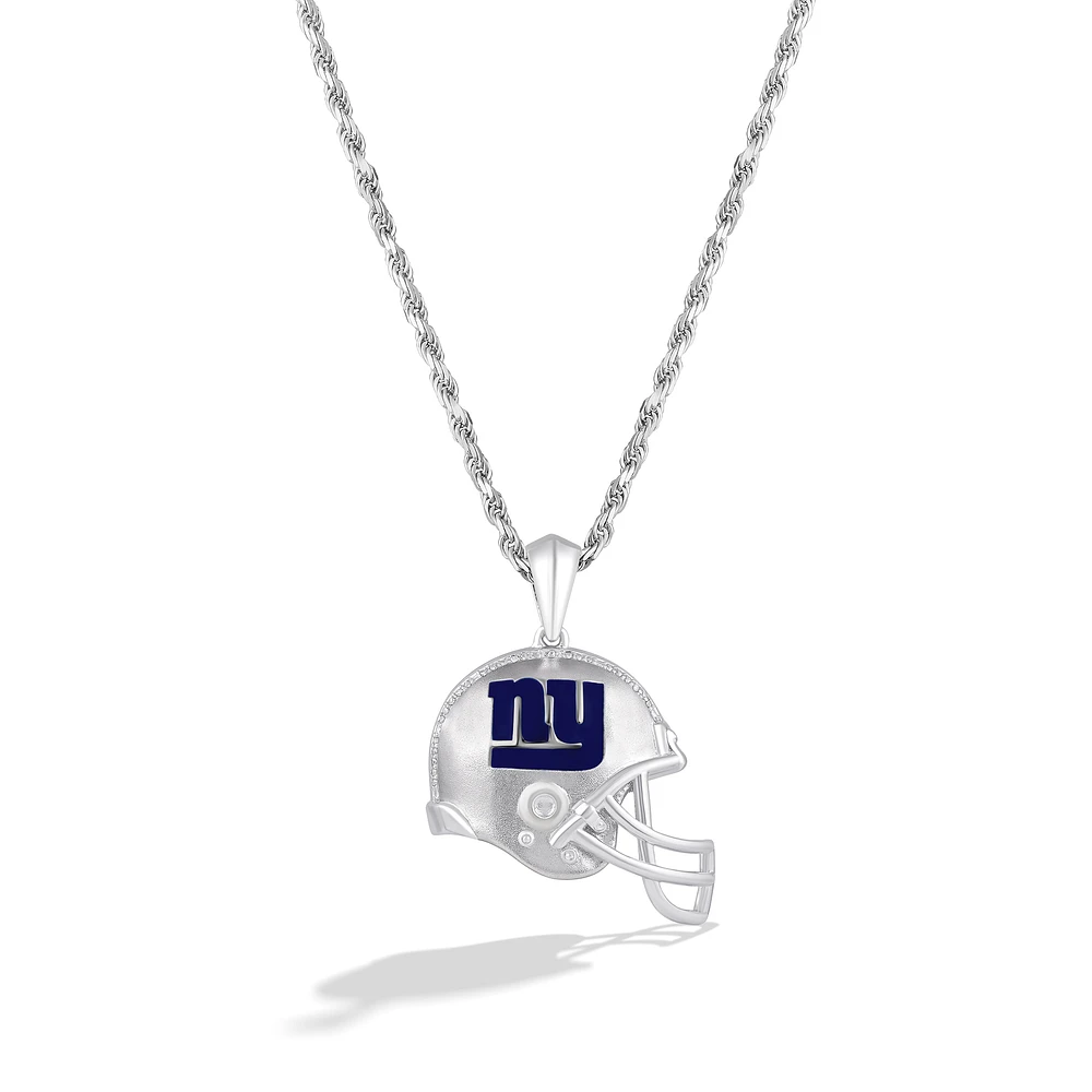 True Fan Silver New York Giants 1/20 CT. T.W. Diamond Helmet Necklace