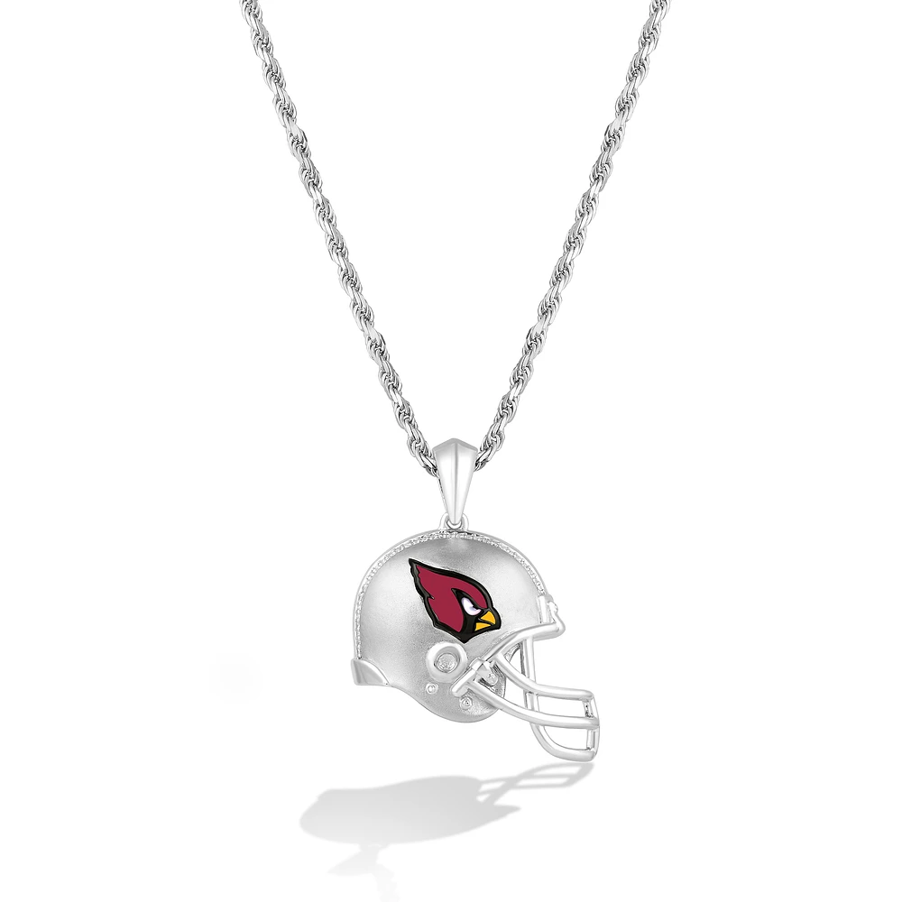 True Fan Silver Arizona Cardinals 1/20 CT. T.W. Diamond Helmet Necklace