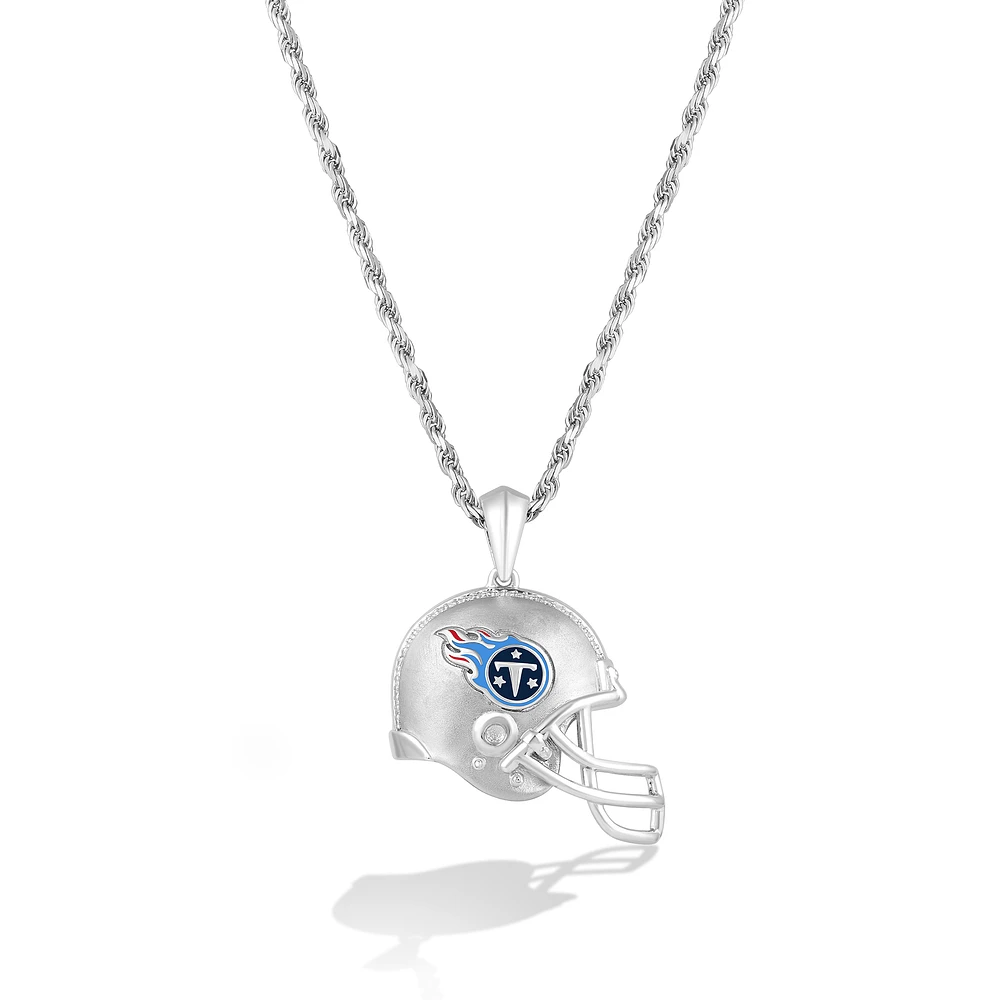 True Fan Silver Tennessee Titans 1/20 CT. T.W. Diamond Helmet Necklace