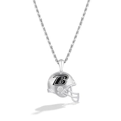 True Fan Silver Baltimore Ravens 1/20 CT. T.W. Diamond Helmet Necklace