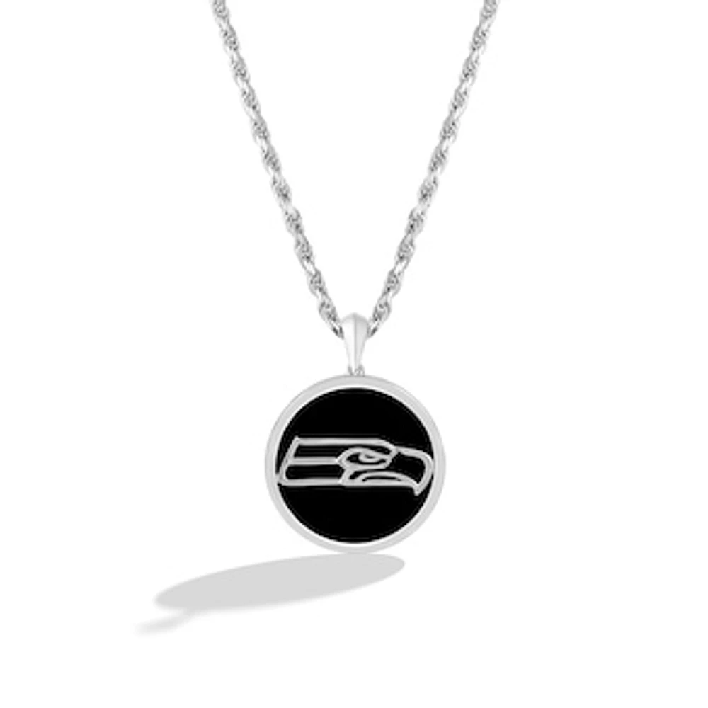 True Fan Seattle Seahawks 1/15 CT. T.W. Diamond & Oval Black Onyx Necklace