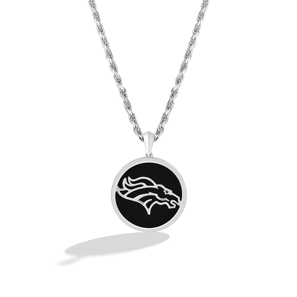 True Fan Denver Broncos 1/15 CT. T.W. Diamond & Oval Black Onyx Necklace