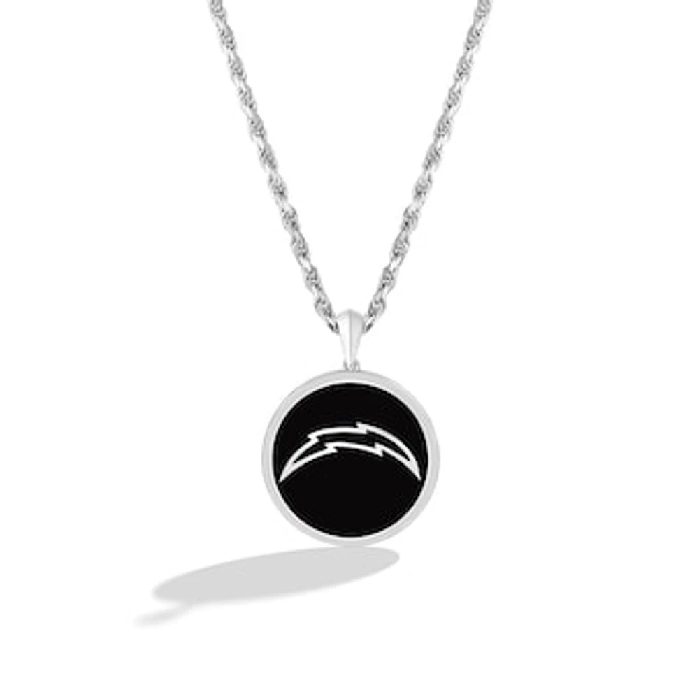 True Fan Los Angeles Chargers 1/15 CT. T.W. Diamond & Oval Black Onyx Necklace