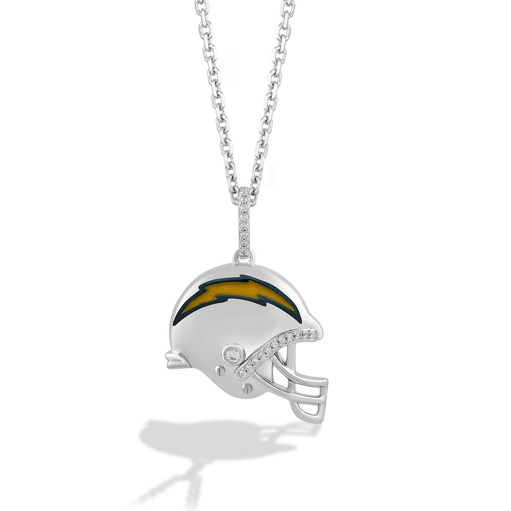 True Fan Silver Los Angeles Chargers Helmet Pendant Necklace