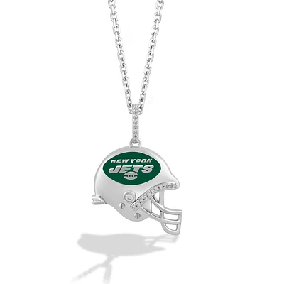 True Fan Silver New York Jets Helmet Pendant Necklace
