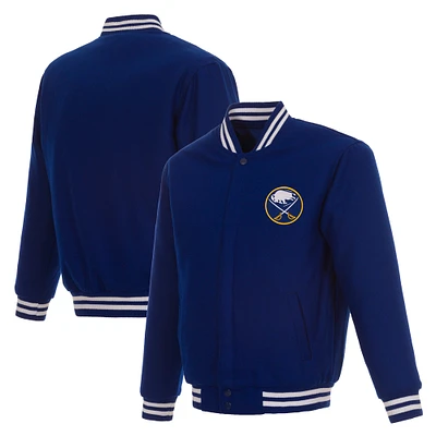Men's JH Design Royal Buffalo Sabres Reversible All Wool Full-Snap Jacket