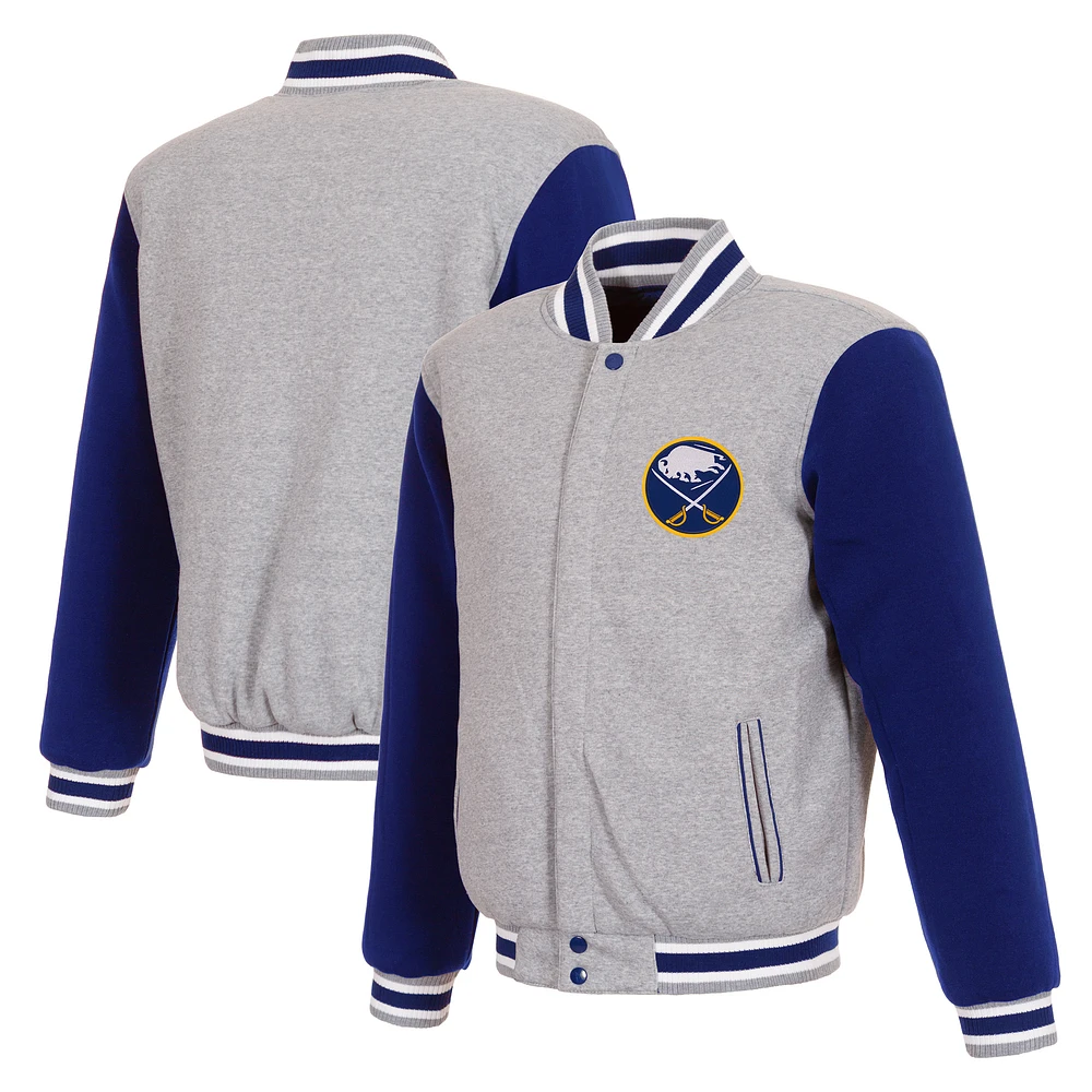 Men's JH Design Gray/Royal Buffalo Sabres Reversible Two-Tone Fleece Full-Snap Jacket