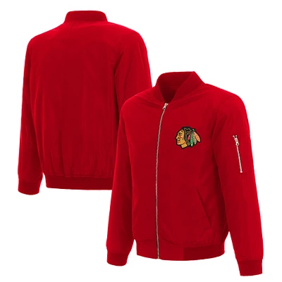 Men's JH Design Red Chicago Blackhawks Nylon Bomber Full-Zip Jacket