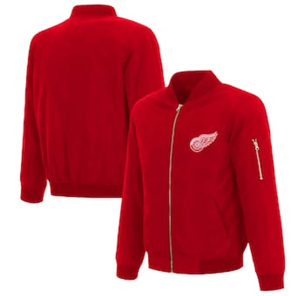 Men's JH Design Red Detroit Wings Nylon Bomber Full-Zip Jacket