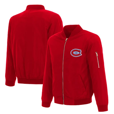 Men's JH Design Red Montreal Canadiens Nylon Bomber Full-Zip Jacket