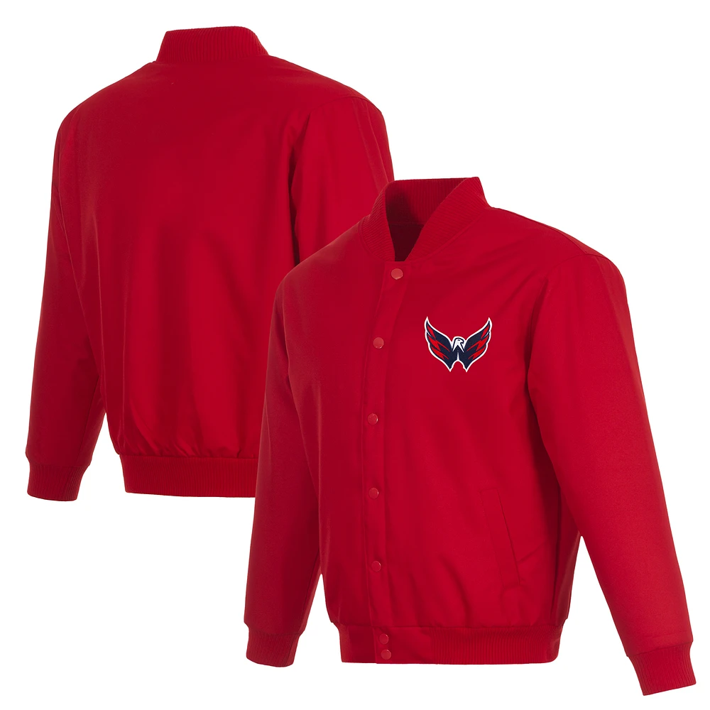Men's JH Design Red Washington Capitals Poly-Twill Full-Snap Jacket