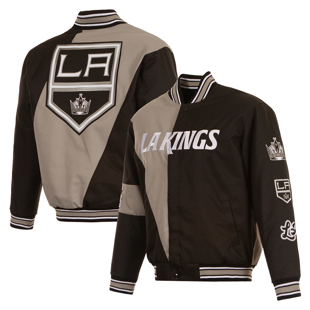 Men's JH Design Black Los Angeles Kings Poly-Twill Full-Snap Jacket