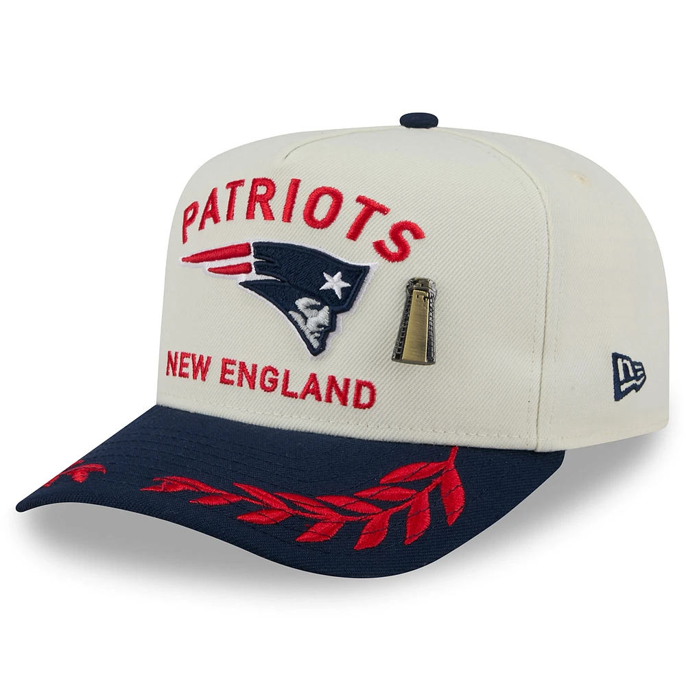 Men's New Era Cream/Navy England Patriots 2025 NFL Draft A-Frame 59FIFTY Fitted Hat