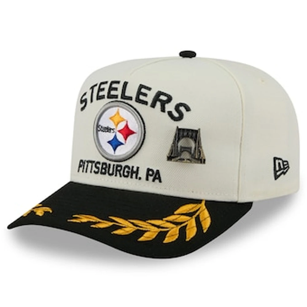Men's New Era Cream/Black Pittsburgh Steelers 2025 NFL Draft A-Frame 59FIFTY Fitted Hat